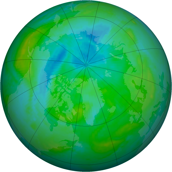 Arctic ozone map for 22 August 1999